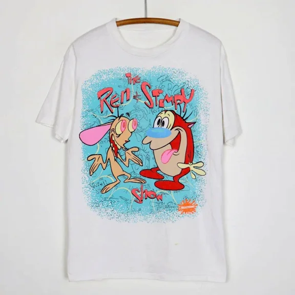 Ren and Stimpy Funny Cotton White Full Size Men Women Shirt