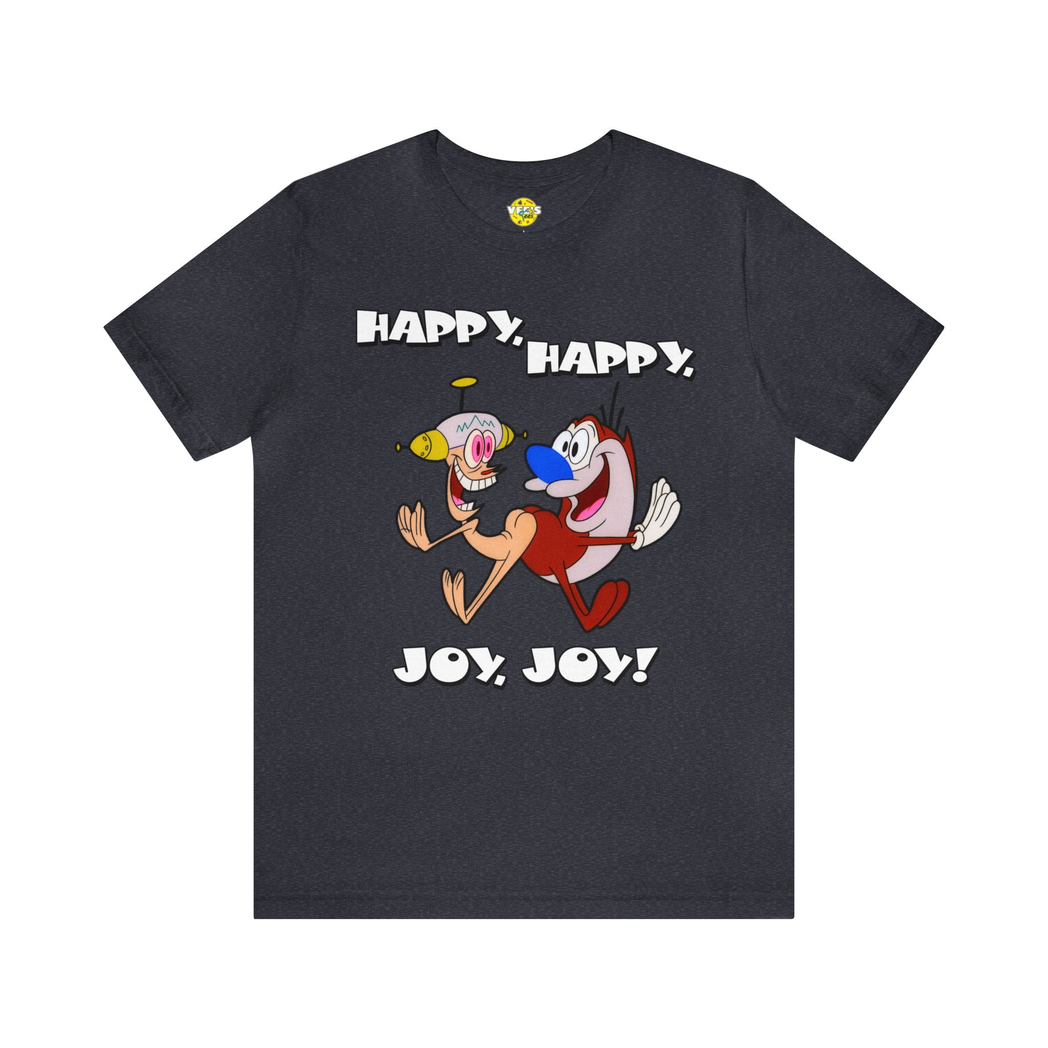 T-shirt Ren Et Stimpy - Homme, Manches Courtes, Coton Noir, Tailles Complètes