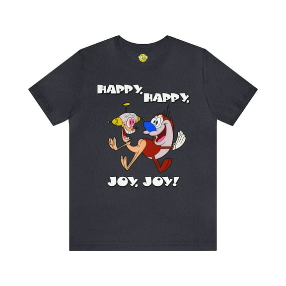 Ren and Stimpy Happy Happy Joy Joy Short Sleeve TShirt - 90s Retro Cartoon