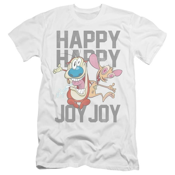 Ren and Stimpy Happy Happy Joy Joy Unisex Adult Canvas Brand T Shirt