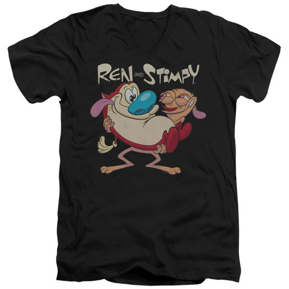 Ren and Stimpy Two of a Kind Unisex Adult V-Neck T Shirt