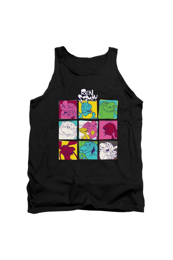 Ren and Stimpy Warhol 2 Unisex Adult Tank Top,Black, Large