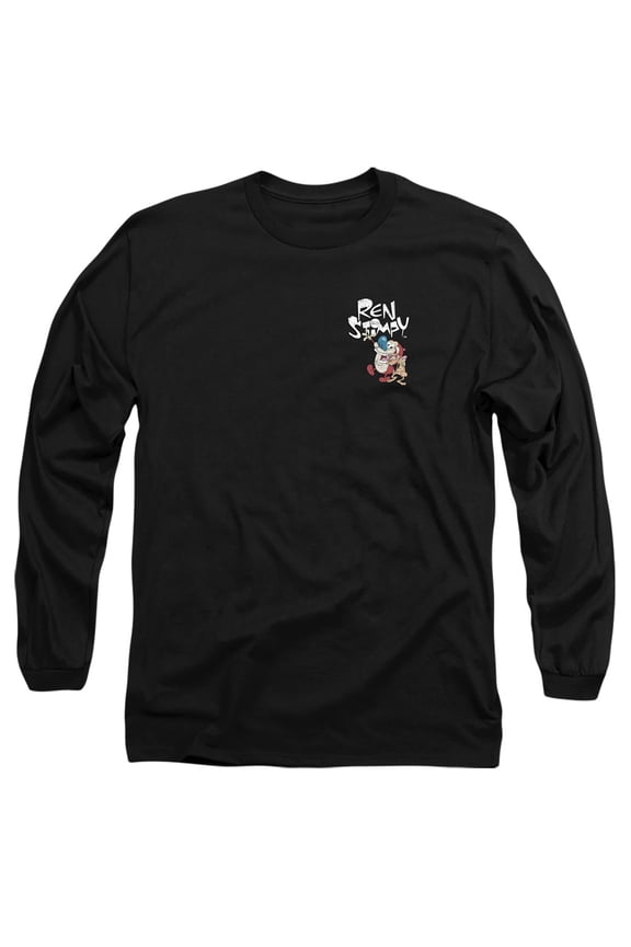 Ren and Stimpy Warhol Unisex Adult Long-Sleeve T Shirt (Medium) Black