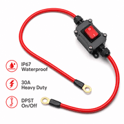RenBin DC 12V-24V Waterproof IP67 Inline Power Switch, 30A Heavy Duty Pre-Wired DPST On/Off Toggle Switch for Automotive, Marine, RV and Boat