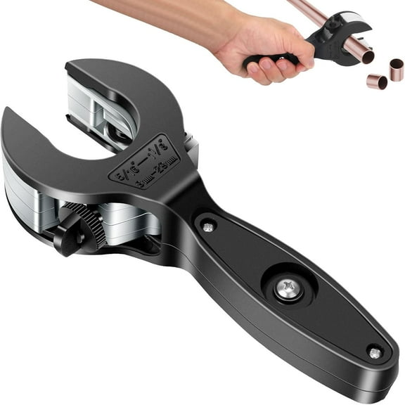 RenBin Ratcheting Pipe Cutter Tool, 5/16" to 1-1/8" Tubing Cutter for Copper, Aluminum, PVC , Close Quarters Ratchet Tubing Cutter