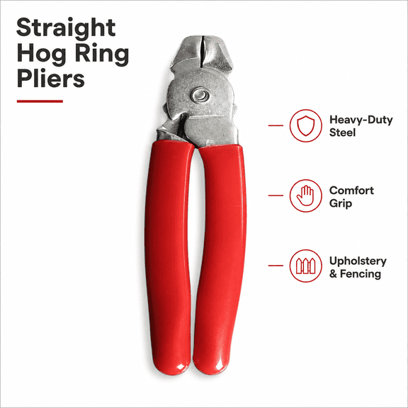 RenBin Straight Hog Ring Pliers, Professional Auto Upholstery Installation Tool, Heavy Duty Hand Tool for Fencing, Pet Cages, and Bungee Cords