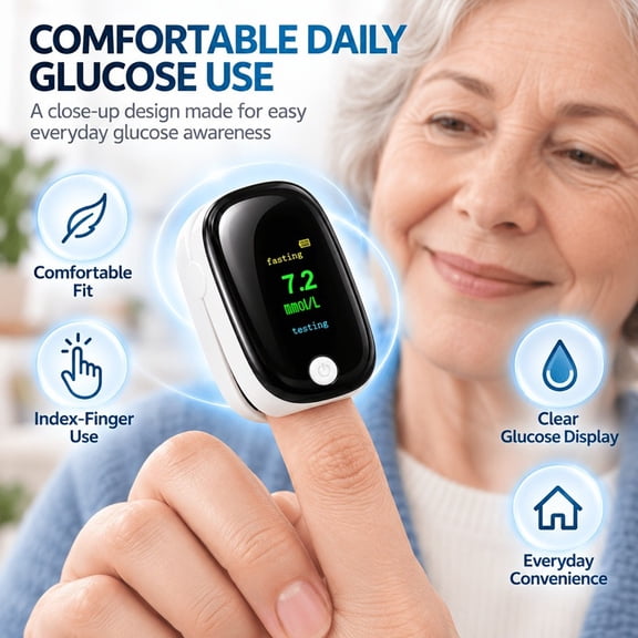 RenVicor 1pc Blood Glucose Monitor, OLED Display Home Health Monitoring Device (Batteries Included)