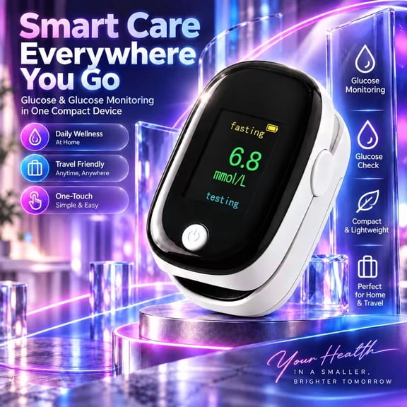 RenVicor Blood Glucose Monitor, OLED Display Home Health Monitoring Device (Batteries Included)