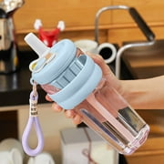 RenXiang Flower Tea Cup Plastic Straw Cup with Handle Flower Tea Cup Outdoor Portable Large Capacity Men and Women Straw Cups