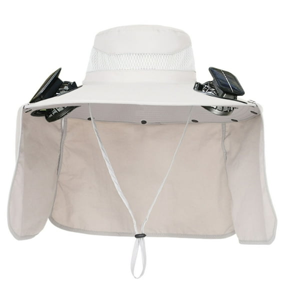 RenXiang Wide Brim Solar Fan Hat with 2 Solar Fans,Sun Bucket Hat Breathable Outdoor Fishing Hat,Summer Mosquito Solar Fan,Summer Hat for Men Women