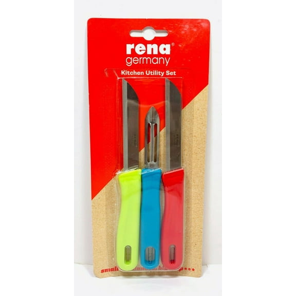 Rena Germany Multicolor Knife Set 3 Pieces Set 2 Knives and 1 Peeler Stainless Steel