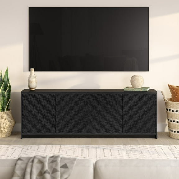 Renad Rectangular TV Stand for TV's up to 78" in Black Grain