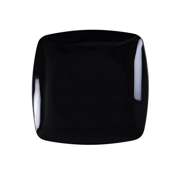 Renaissance 10" Black Rounded Square Plastic Plate 10 ct.