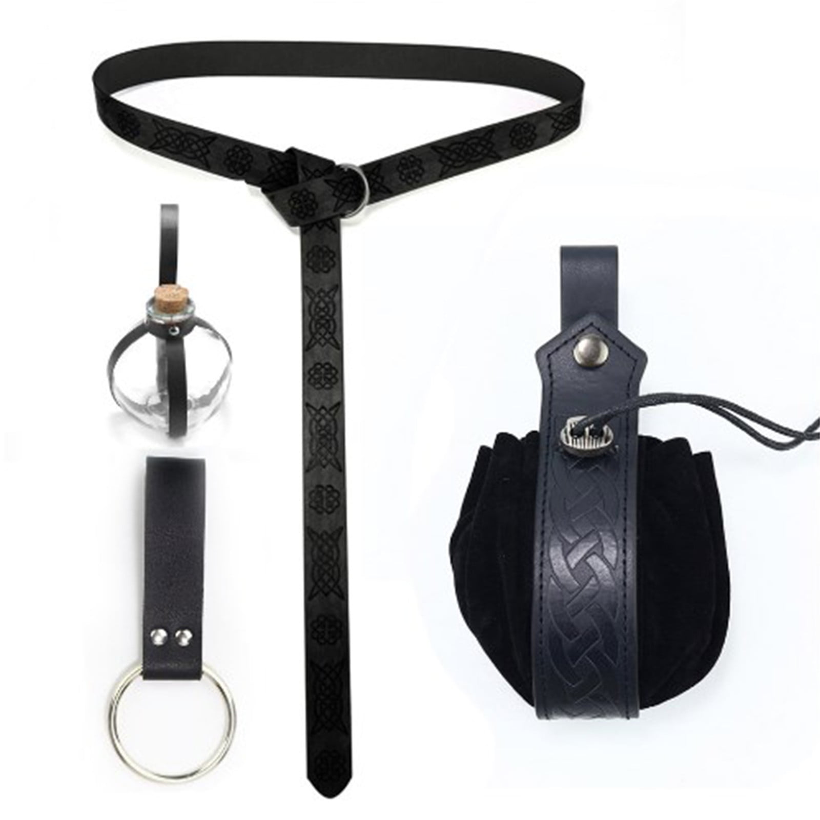 Renaissance Accessories 4cs Pirate Leather Belt Pouch Cork Potion