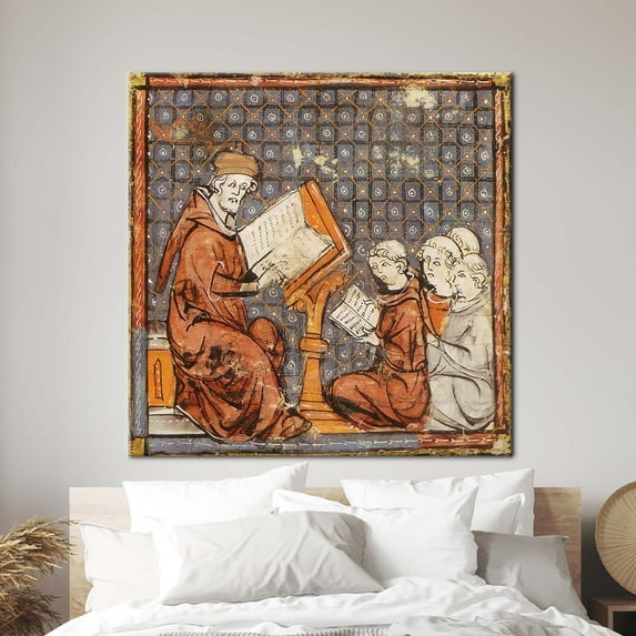 Renaissance Artwork, Education in the Middle Ages Artwork, Reproduction Artwork, Education in the Middle Ages, Canvas Wall Decor - White Framed