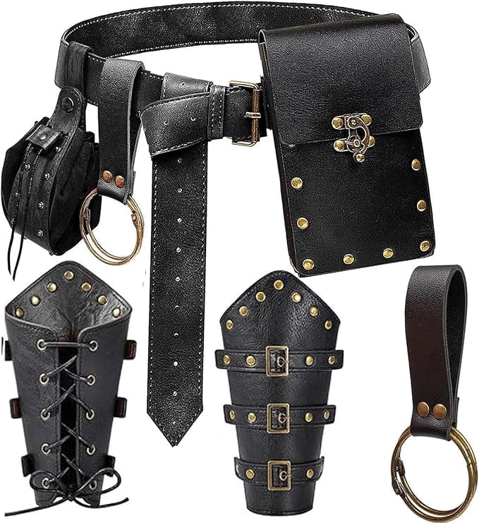 Renaissance Belt Pouch Purse Viking Bracer Hook Halloween  display picture 3