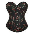 thumbnail image 1 of Renaissance Corset Black Cherry Embroidered Court Bustier Top Steel Boning Lace Up Overbust Tummy Control Shapewear Corset Plus Size Black L, 1 of 6