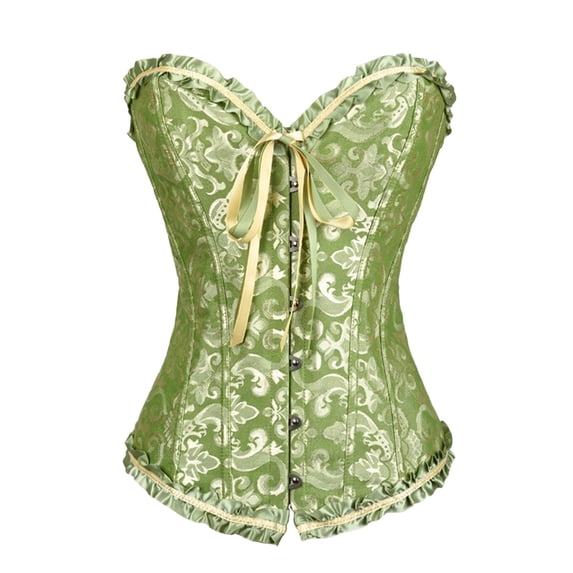 Renaissance Corset Top for Women, Bustier Shapewear Lingerie, Lace Up Pirate Corset Tops, Lace Waist Push Up Bodysuit, Gothic Western Bustier Shirts, Halloween Costume, Green L