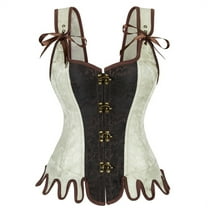 Renaissance Corset Tops for Women Floral Lace Up Overbust Bustier Vest Vintage Waist Cincher Bodice Shapewear Tank Top with Irregular Hem