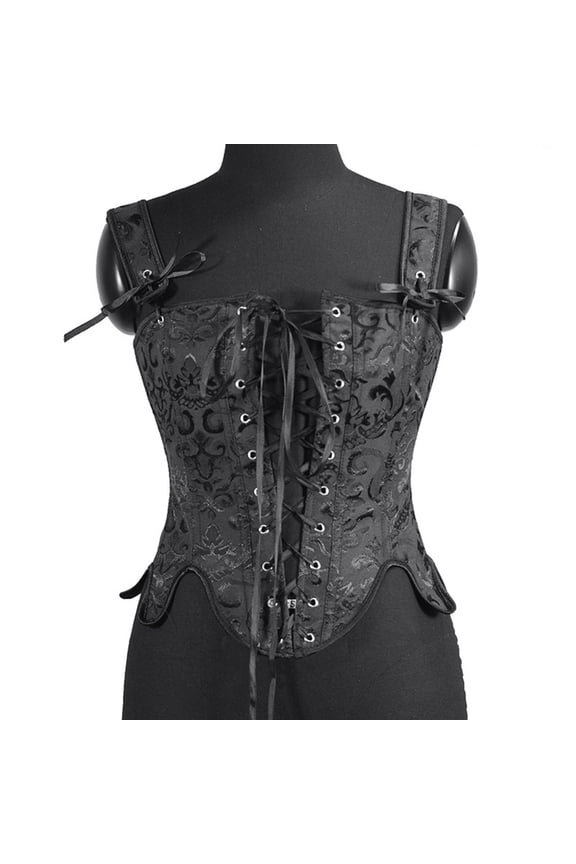 Renaissance Corsets Lace up, Fashion Women's Sweet Tie Corset Petals Print Underwear Shapewear New Corsets for Women Fashion Style B-8 Black 3XL