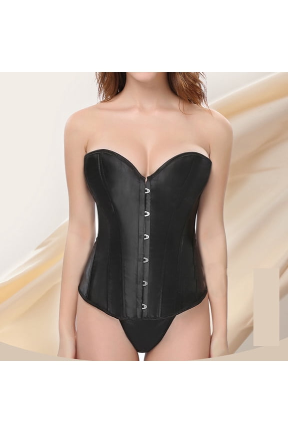 Renaissance Corsets Women Plus Size, Womens Clothing with Chest Support and Shaping Style Tops Gathered and Tucked in Solid Color Waist Shaping Tops New Style B-95 Black M