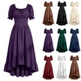 thumbnail image 1 of Renaissance Costume Women High Low Corset Dress Cottagecore Puff Sleeve Ruffles Fairy Dress, 1 of 9