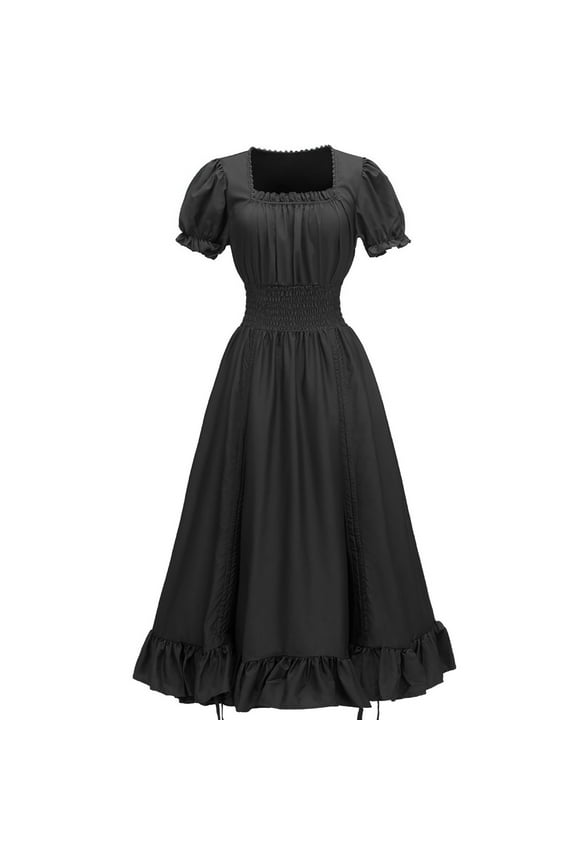 Renaissance Costume Women Steampunk Dress Medieval Ren Faire Dress Victorian High Low Ruffles Dresses