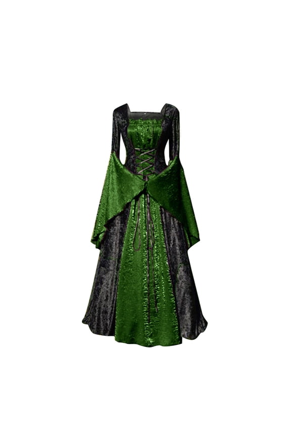Renaissance Costume Women, Velvet Medieval Dress for Women, Renaissance Long Maxi Dress for Halloween Dress Wedding Guest Fall S-51 Green 4XL