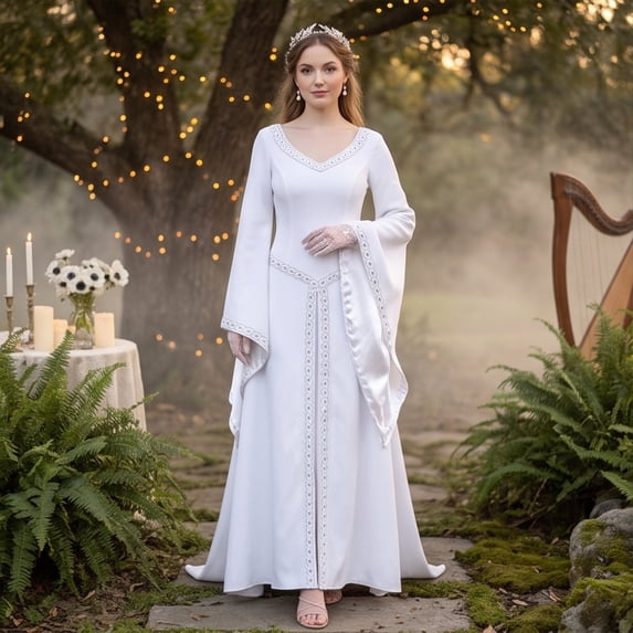 Renaissance Costume Women, Victorian Dress, Renaissance Dress Women, Medieval Dress for Women Steampunk Witch Dress Cosplay Halloween Princess Costume Gothic Retro Flare Sleeve Ball Gown, White L