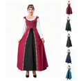 thumbnail image 1 of Renaissance Costume Women, Victorian Dress, Renaissance Dress Women, Renaissance Dress Women Medieval Costume Court Dress Victorian Regency Queen Princess Peasant Dress-Dress+Vest, Wine L, 1 of 6