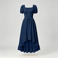 thumbnail image 1 of Renaissance Costume Women Victorian Gothic Short Sleeve Witch Dress Medieval Halloween Costume for Women Navy XXL, 1 of 7