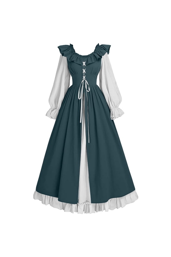 Renaissance Costume for Women Medieval Gowns Halloween Costume Cocktail Dresses Nightgowns Long Sleeve Casual Dresses Victorian Dress Tunic Dresses