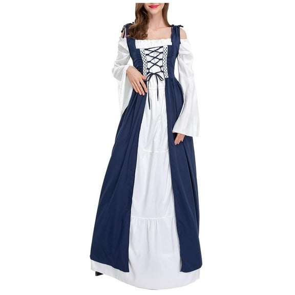 Renaissance Costumes for Women Vintage Off Shoulder Dress Fairy Gothic Gown Chemise Peasant Dress Medieval Costume