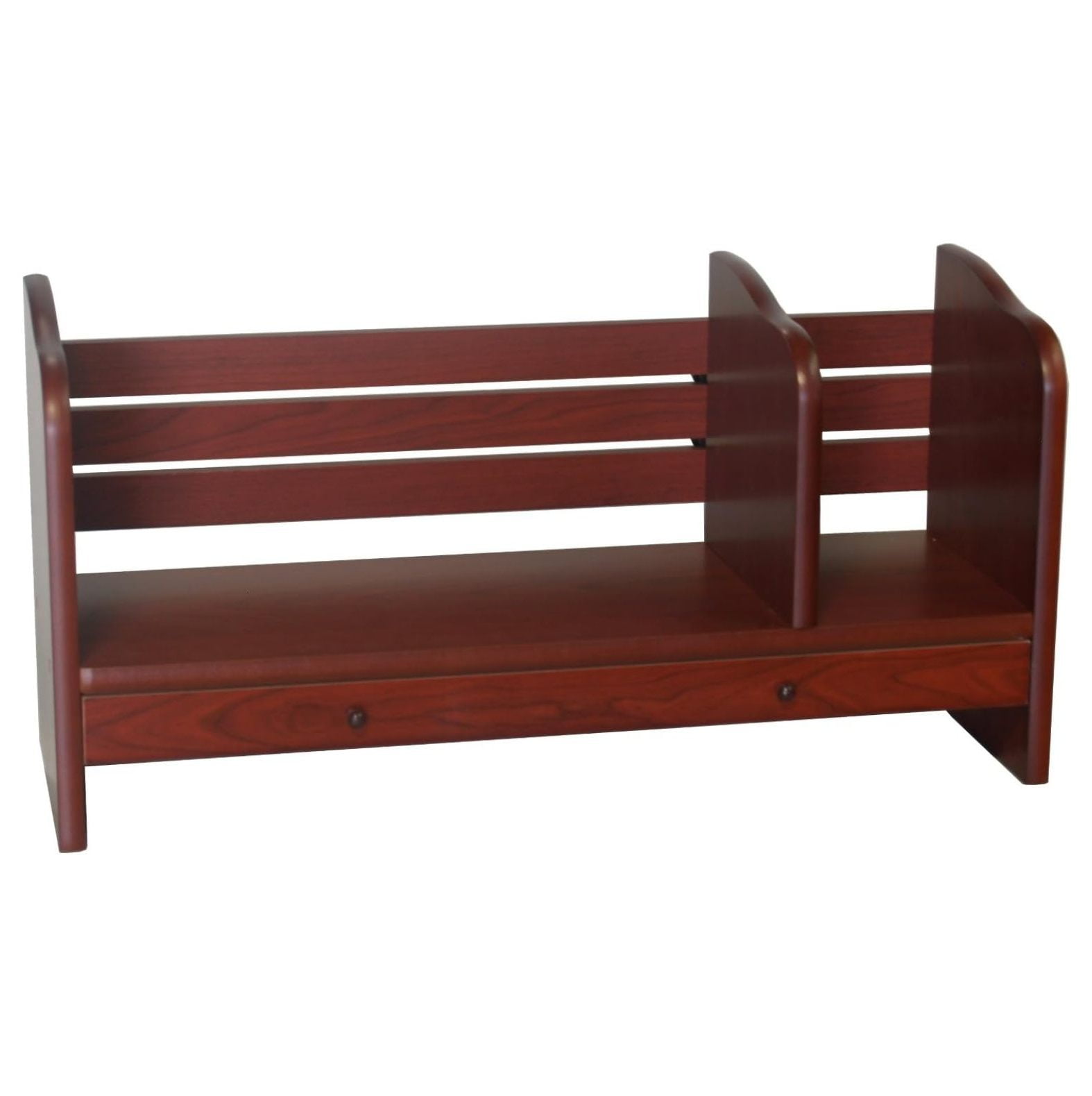 Renaissance Desktop Red Wood Book Rack Adjustable with Drawer, 24