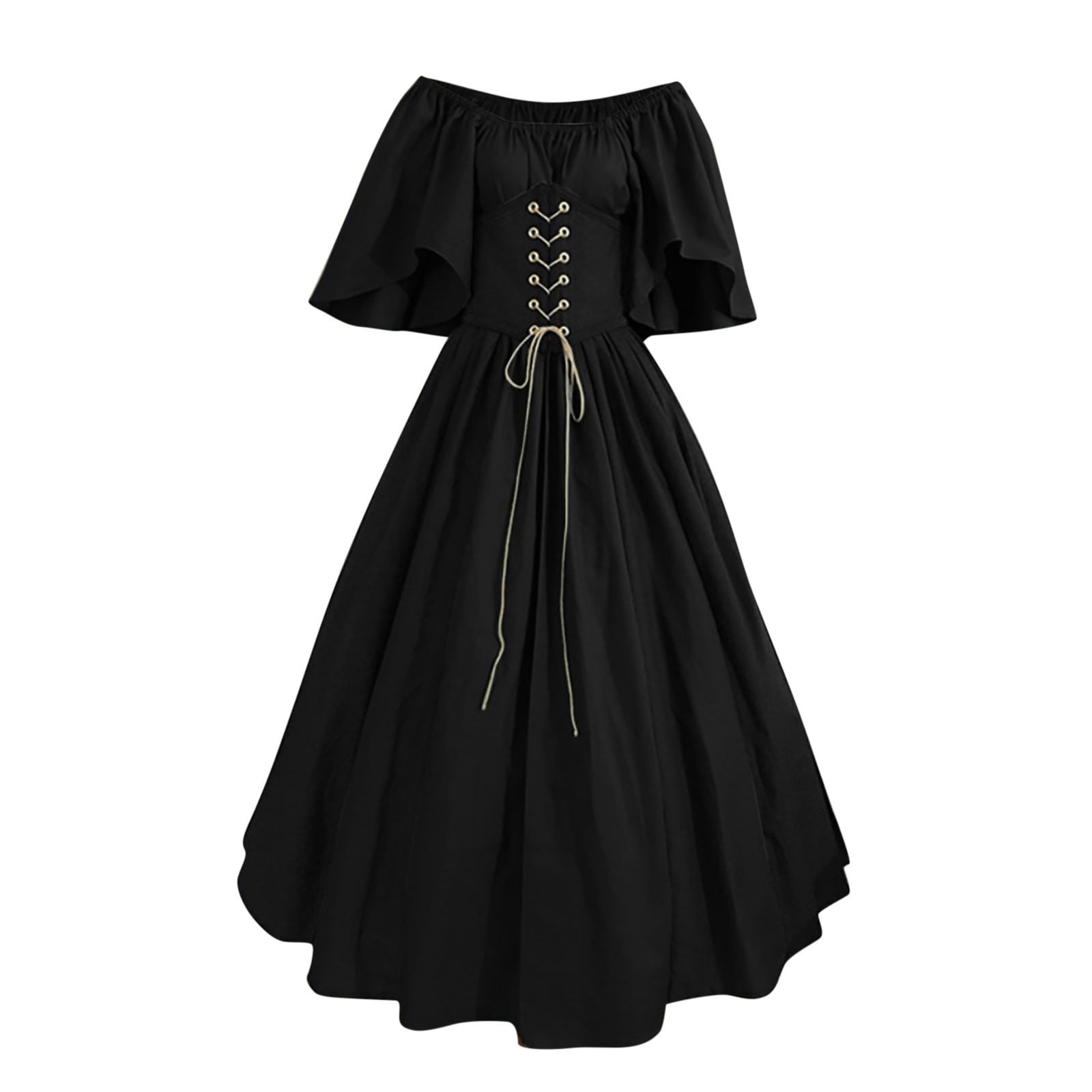 Renaissance Dress Elf Costume Women Puff Sleeve Corset Long Ball Gown