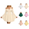 thumbnail image 1 of Renaissance Dress Women Long Bell Sleeve Off Shoulder Chiffon A Line Flowy Corset Dress Victorian Fairy Dresses, 1 of 6