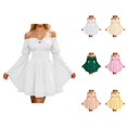thumbnail image 1 of Renaissance Dress Women Long Bell Sleeve Off Shoulder Chiffon A Line Flowy Corset Dress Victorian Fairy Dresses, 1 of 6