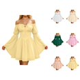 thumbnail image 1 of Renaissance Dress Women Long Bell Sleeve Off Shoulder Chiffon A Line Flowy Corset Dress Victorian Fairy Dresses, 1 of 6