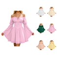 thumbnail image 1 of Renaissance Dress Women Long Bell Sleeve Off Shoulder Chiffon A Line Flowy Corset Dress Victorian Fairy Dresses, 1 of 6