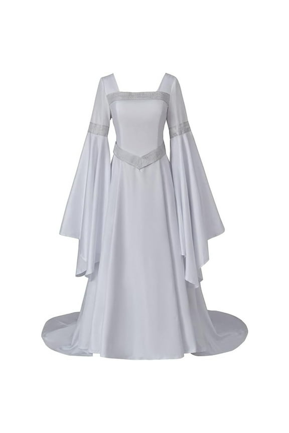 Renaissance Dress Women Medieval Dress Costume Long Bell Sleeves Retro Renaissance Fairy Elf Dress