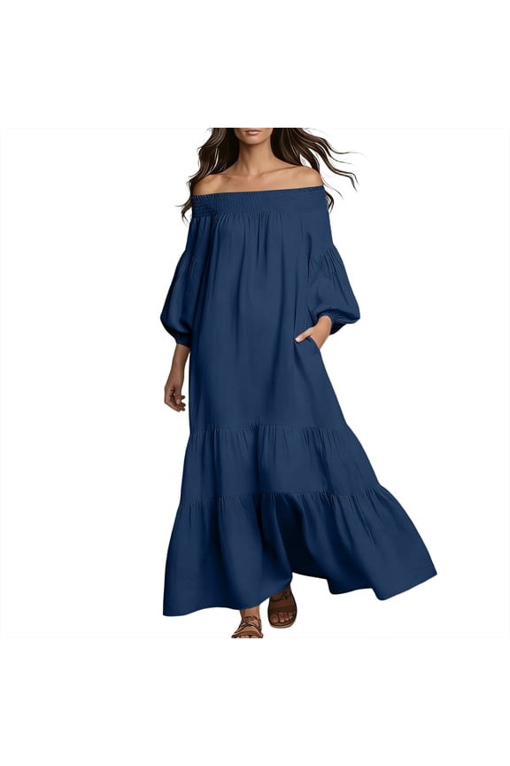 Renaissance Dress Women Medieval Maxi Dress with Ruffles for Ren Faire Cottagecore Peasant Tops Irish Under Dress Navy