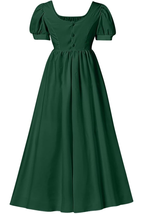 Renaissance Dress Women Puff Sleeve Ball Gown Dresses A Line Dresses 2025 High Waisted Elastic Dress Medieval Dress