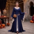 thumbnail image 1 of Renaissance Dress Women, Womens Renaissance Costume, Medieval Dress for Women Steampunk Witch Dress Cosplay Halloween Princess Costume Gothic Retro Flare Sleeve Ball Gown, Dark Blue M, 1 of 6