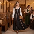 thumbnail image 1 of Renaissance Dress Women, Womens Renaissance Costume, Renaissance Costume, Renaissance Dress Women Medieval Costume Court Dress Victorian Regency Queen Princess Peasant Dress-Dress+Vest, Black XXL, 1 of 8