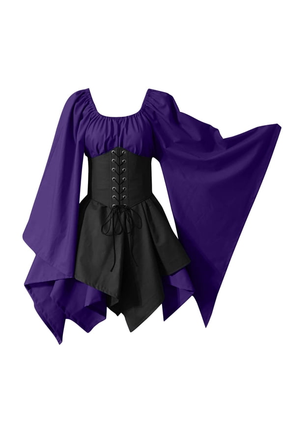 Renaissance Dress for Women Faire Costume Irish Viking Dress Off Shoulder Vintage Dress Halloween Medieval Dress
