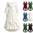 thumbnail image 1 of Renaissance Dress for Women Medieval Halloween Bell Sleeve Victorian Dresses Off Shoulder Peasant Gothic Fairy Witch Dress White L, 1 of 8