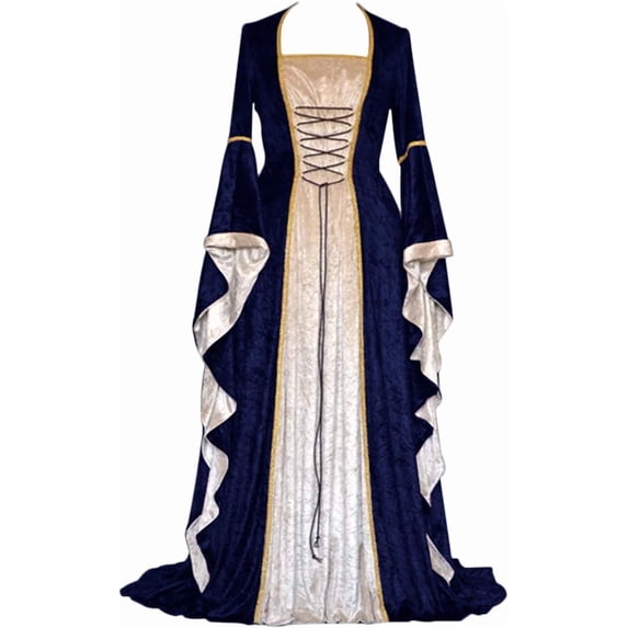 Renaissance Dress for Women, Medieval Lace Up Maxi Gown, Cosplay Costume for Halloween and Ren Faire
