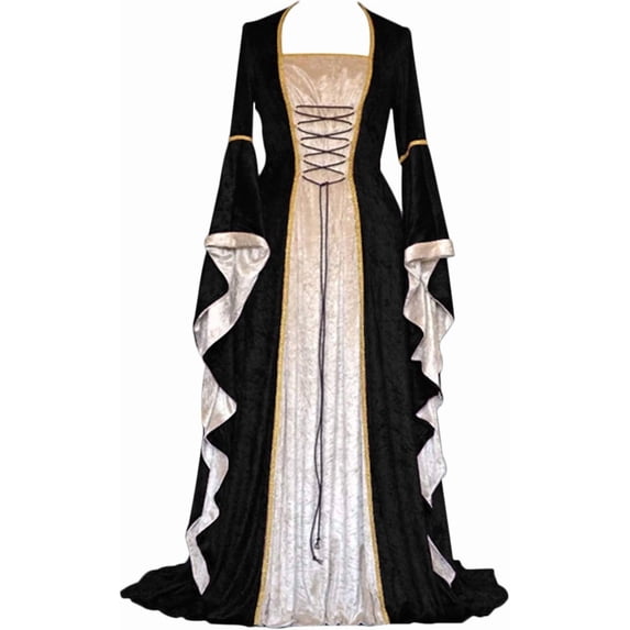 Renaissance Dress for Women, Medieval Lace Up Maxi Gown, Cosplay Costume for Halloween and Ren Faire