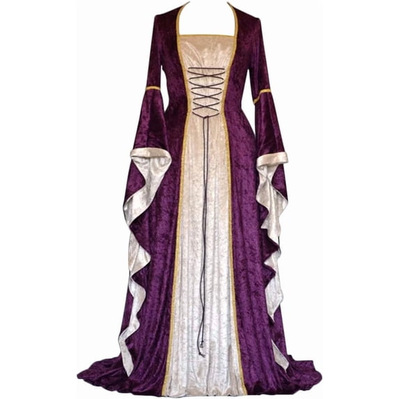 Renaissance Dress for Women, Medieval Lace Up Maxi Gown, Cosplay Costume for Halloween and Ren Faire