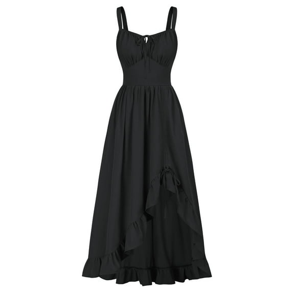 Renaissance Dress for Women, Sleeveless Ruffle Hem Sundress, Cottagecore Corset A-line Vintage Maxi Dress